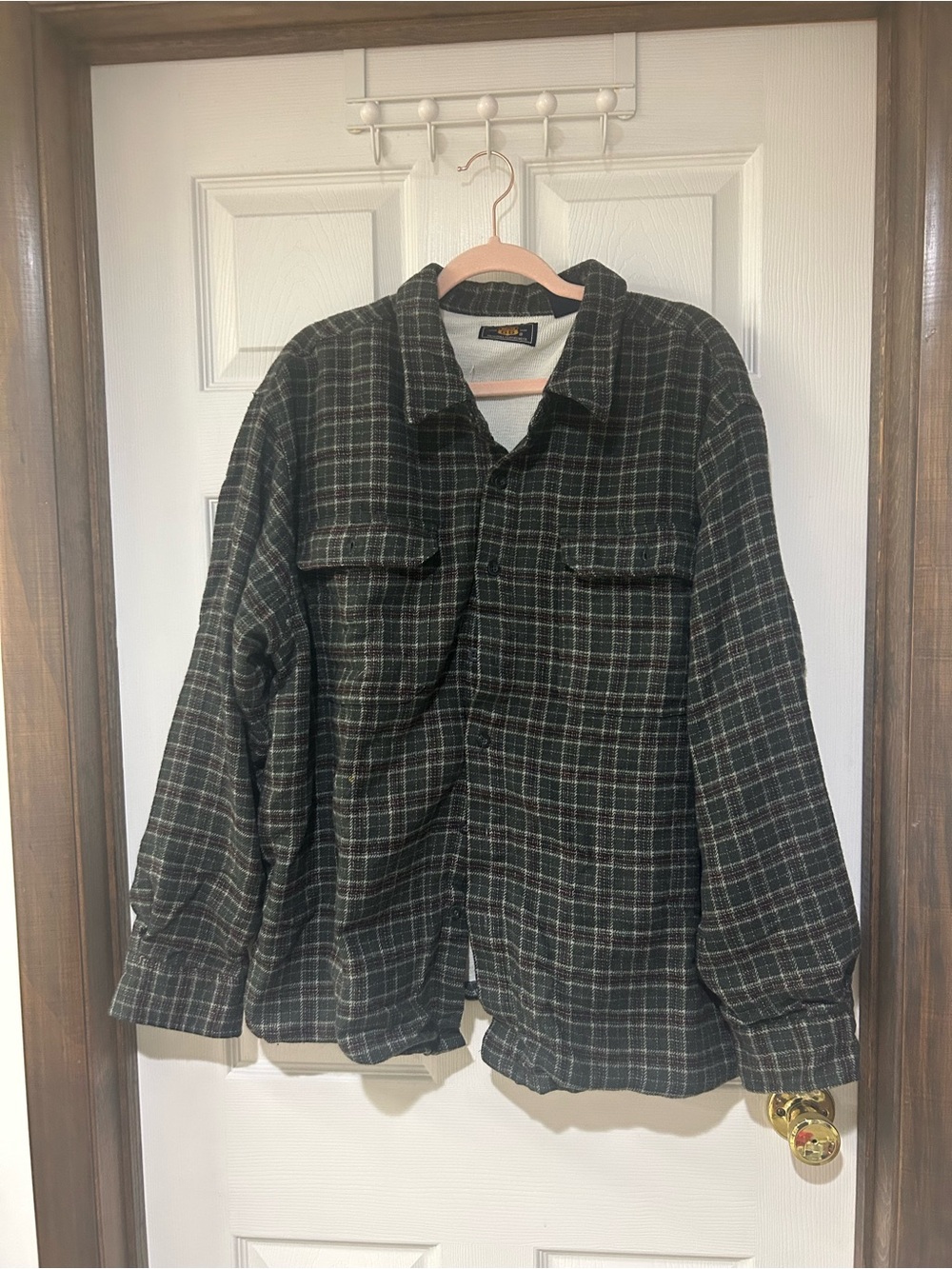 Men's Dark Green / Gray Plaid Overshirt Jacket